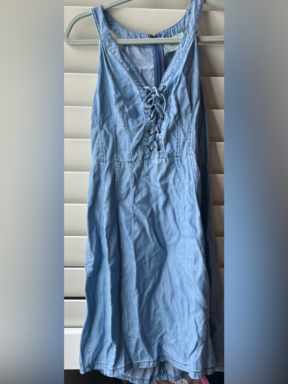 Skies are Blue size 8 Light Blue Lace-Up Sleeveless Women's Dress